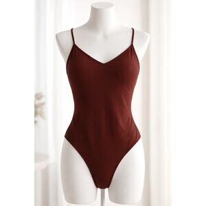 J Crew One Piece Swimsuit Brown SZ8 Minimal Classic V Neck Beach Resort Summer